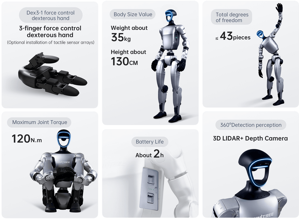 G1 Humanoid EDU Ultimate with 3-Finger Dexterous Hands (Programmable)
